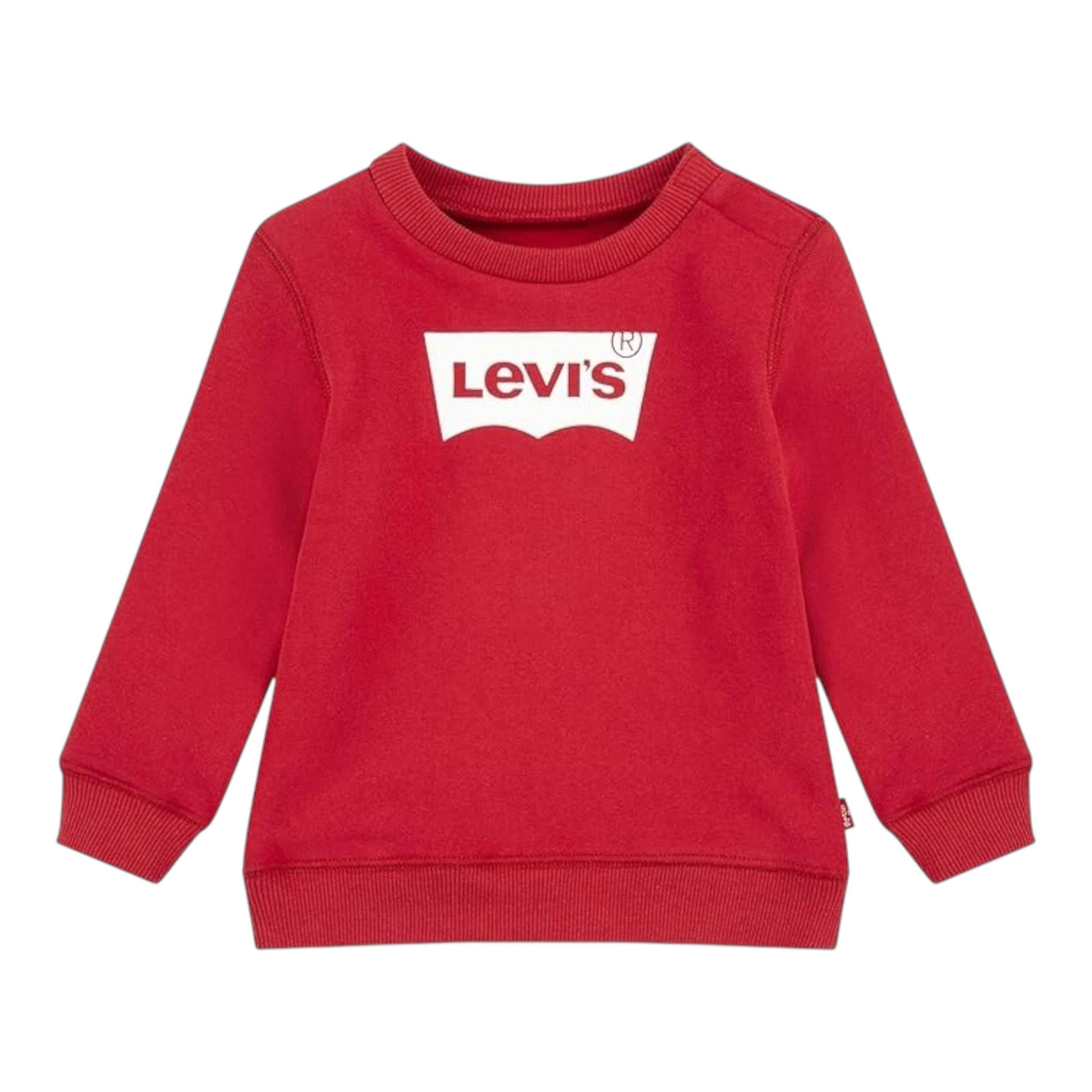 LEVI'S felpa chiusa girocollo tinta unita con stampa logo Rosso per Neonato 6E9079 ROSSO LEVI'S 