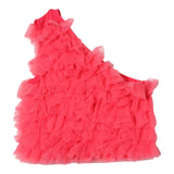 Twinset One Shoulder Solid Color Top With Strawberry Tulle For Girls