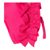 Twinset Solid Color Strapless Top With Fuchsia Ruffles For Girls