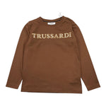 TRUSSARDI shirt girocollo tinta unita con stampa Marrone per Bambino TBA25044TS MARRONE TRUSSARDI 