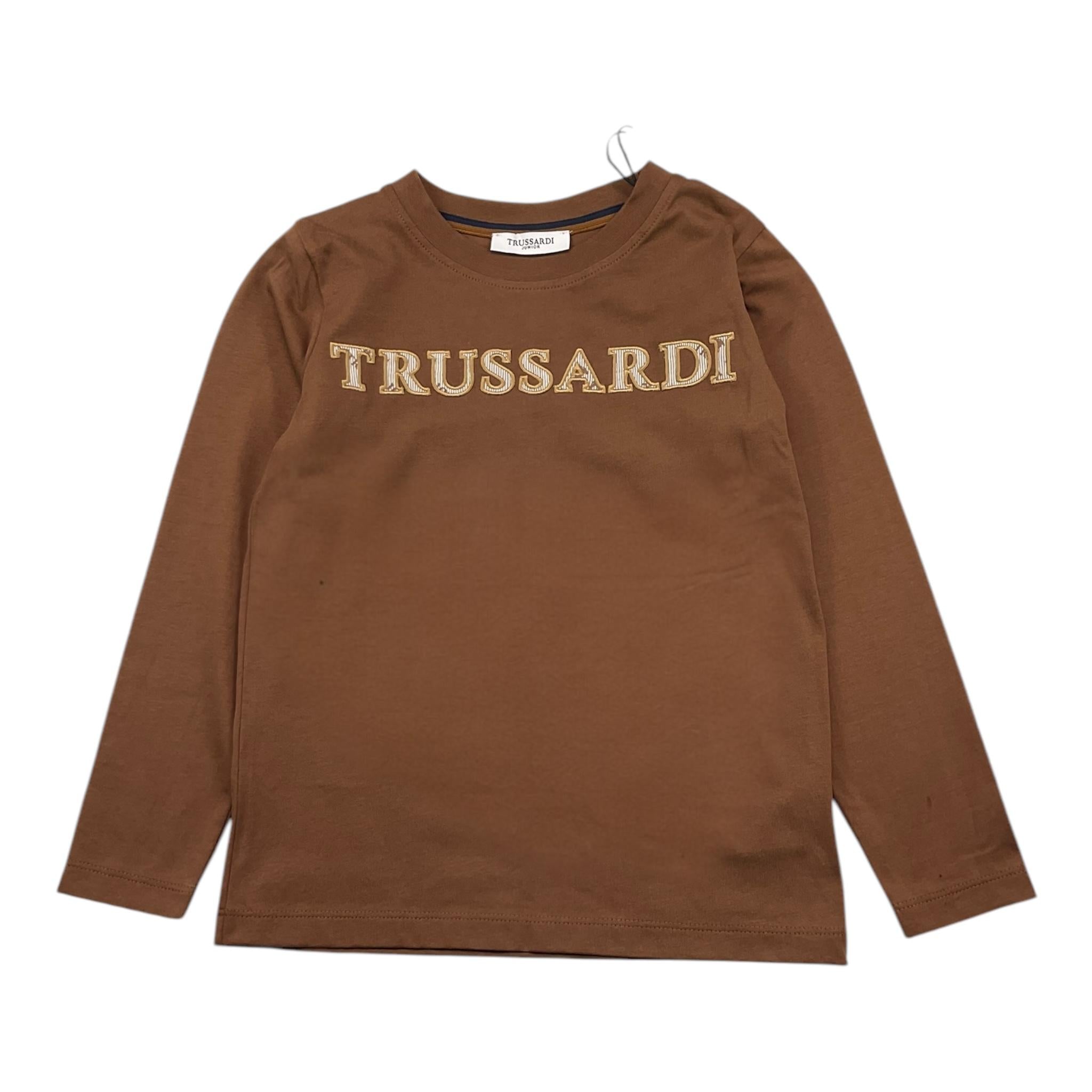 TRUSSARDI shirt girocollo tinta unita con stampa Marrone per Bambino TBA25044TS MARRONE TRUSSARDI 