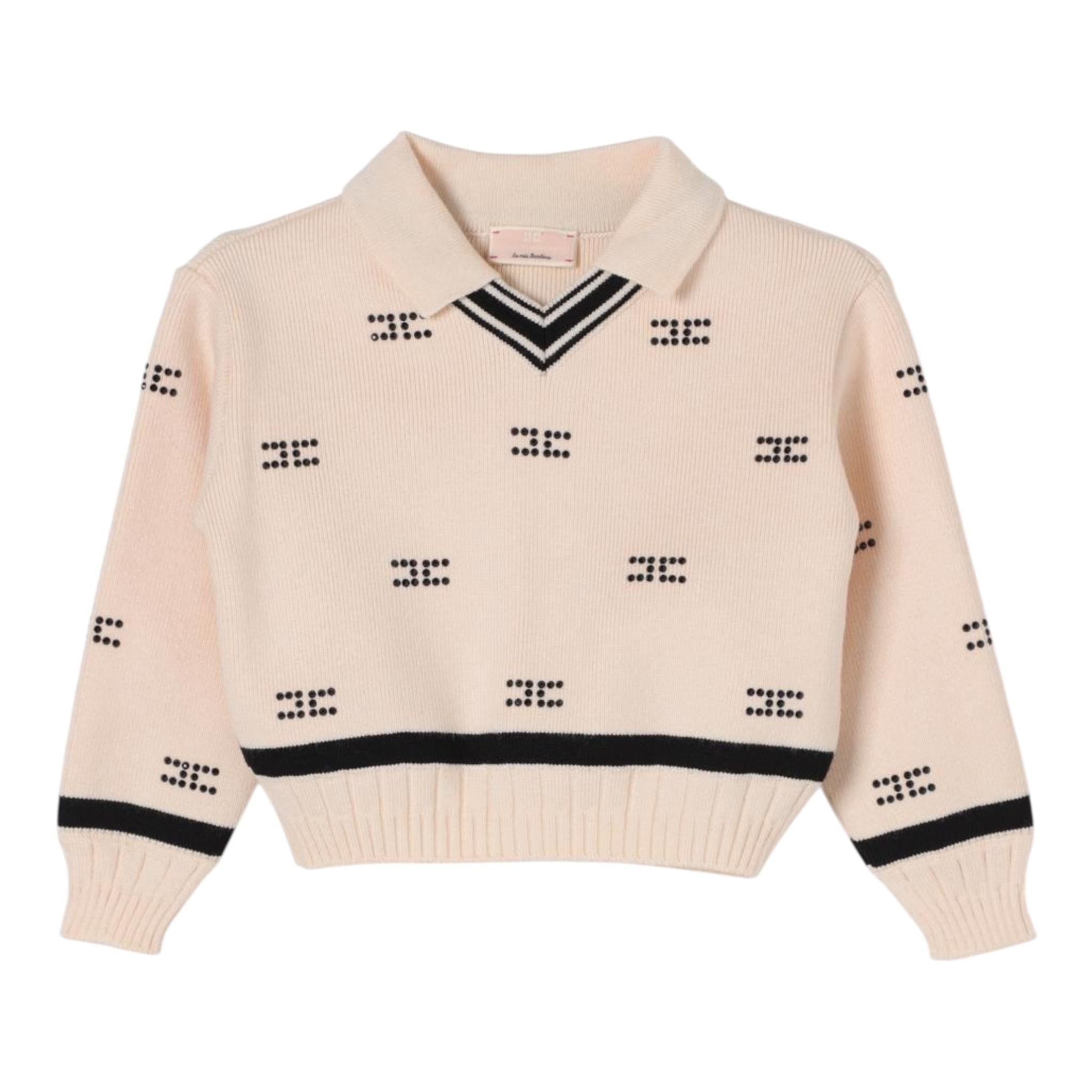 ELISABETTA FRANCHI maglia tinta unita con brillantini logata Avorio per Neonata EFMA147NX AVORIO ELISABETTA FRANCHI 