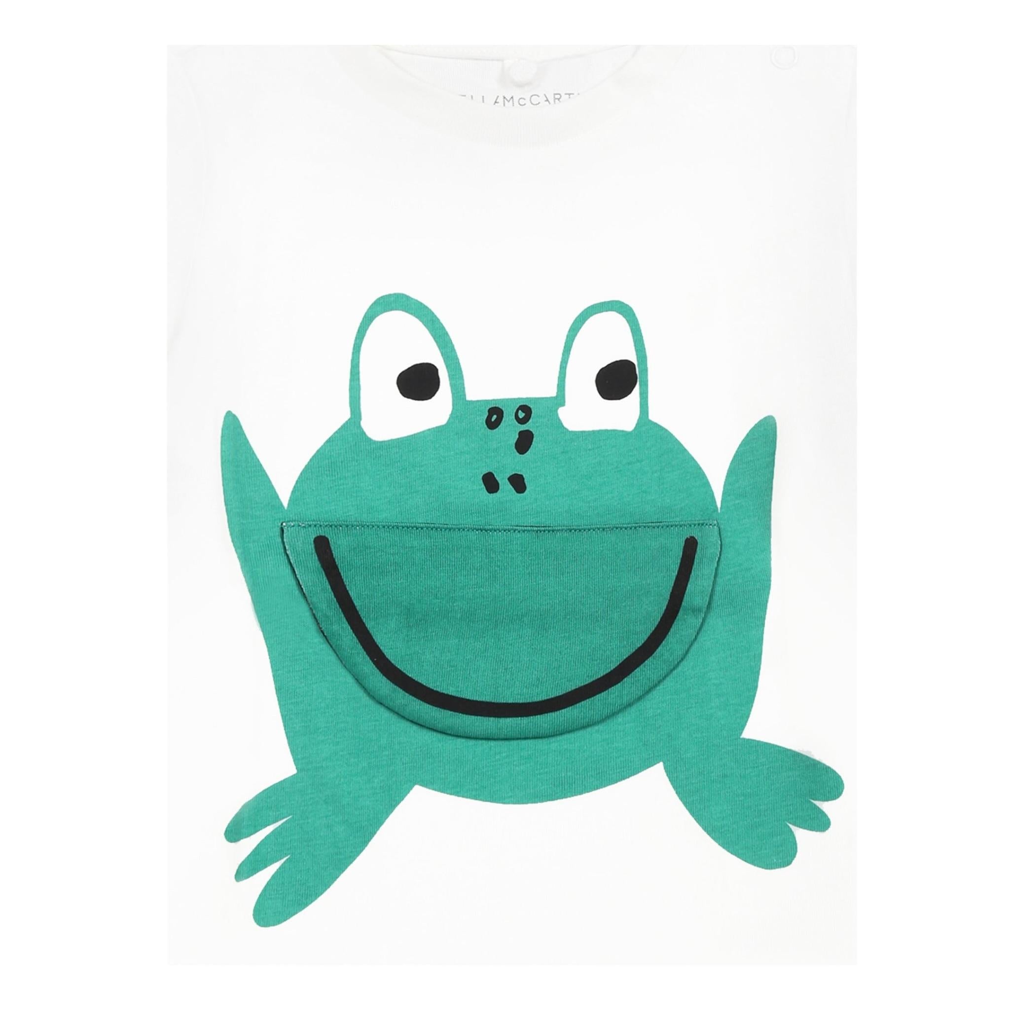 Stella Mccartney T-Shirt Girocollo Tinta Unita con Stampe Rana per Bambino TW8541J BIANCO STELLA McCARTNEY 