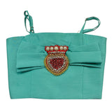 Odi Et Amo Solid Color Top with Aqua Green Applique for Girls