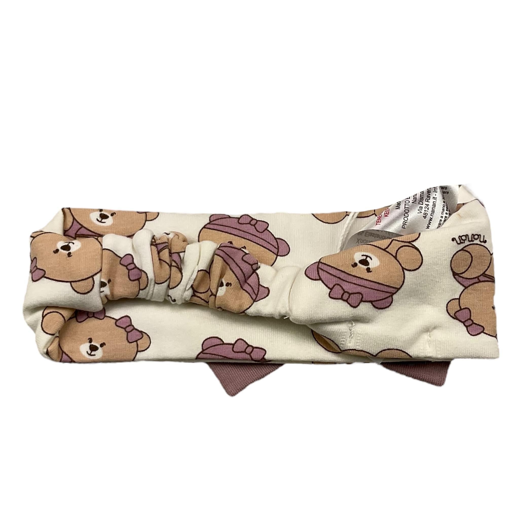 NANAN fascia capello tinta unita con stampe orsetti Bianco per Neonata I2447PCB BIANCO NANAN 