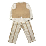 Barcellino Complete 3-Piece Shirt-Pants-Beige Vest For Newborn