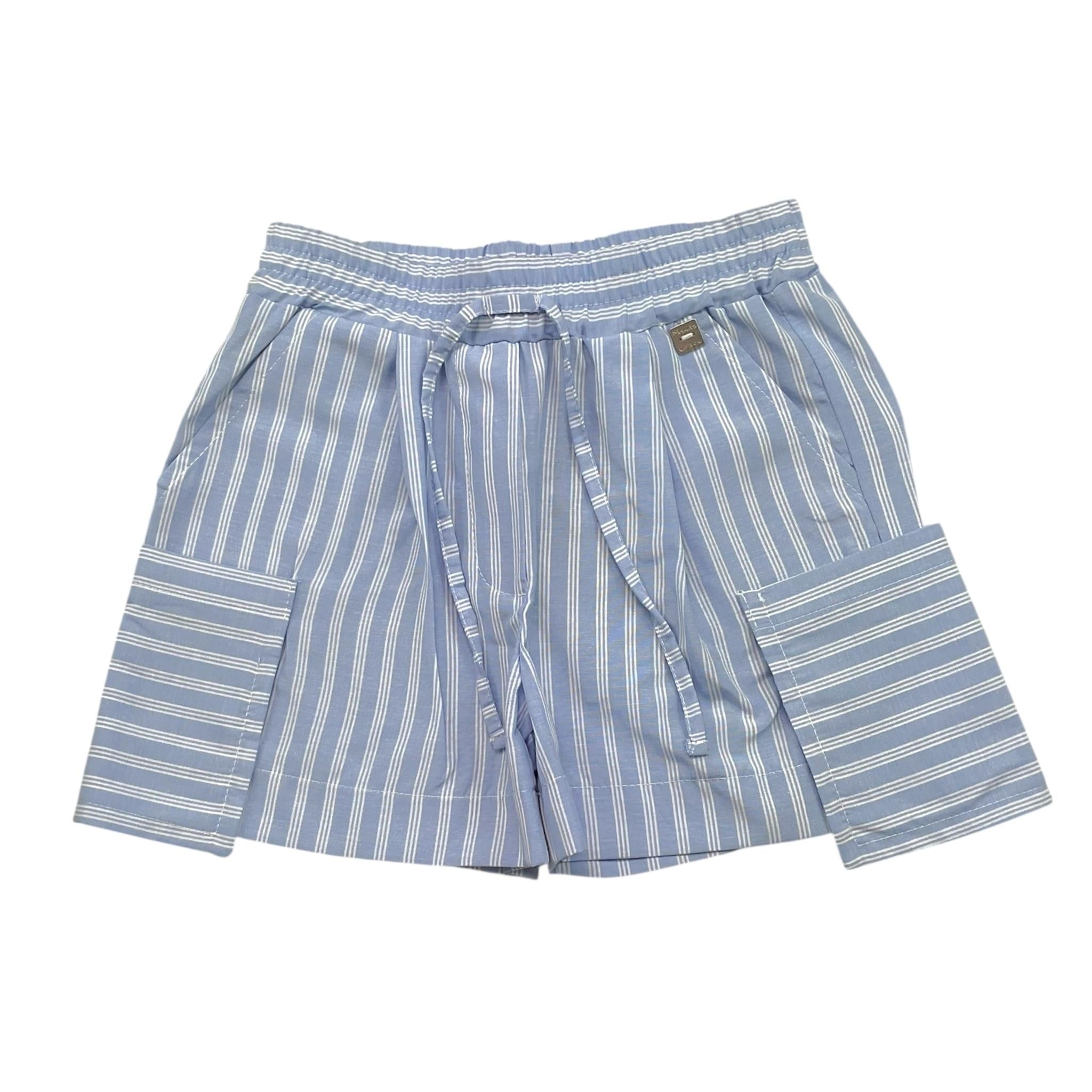 Manila Grace Short Tinta Unita con Fantasia A Righe per Bambina 363PMBS25 AZZURRO MANILA GRACE 