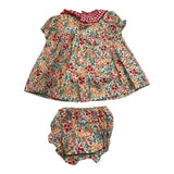 Valentina Bebes Set Dress-Coulotte Solid Color with Beige Print for Baby Girl