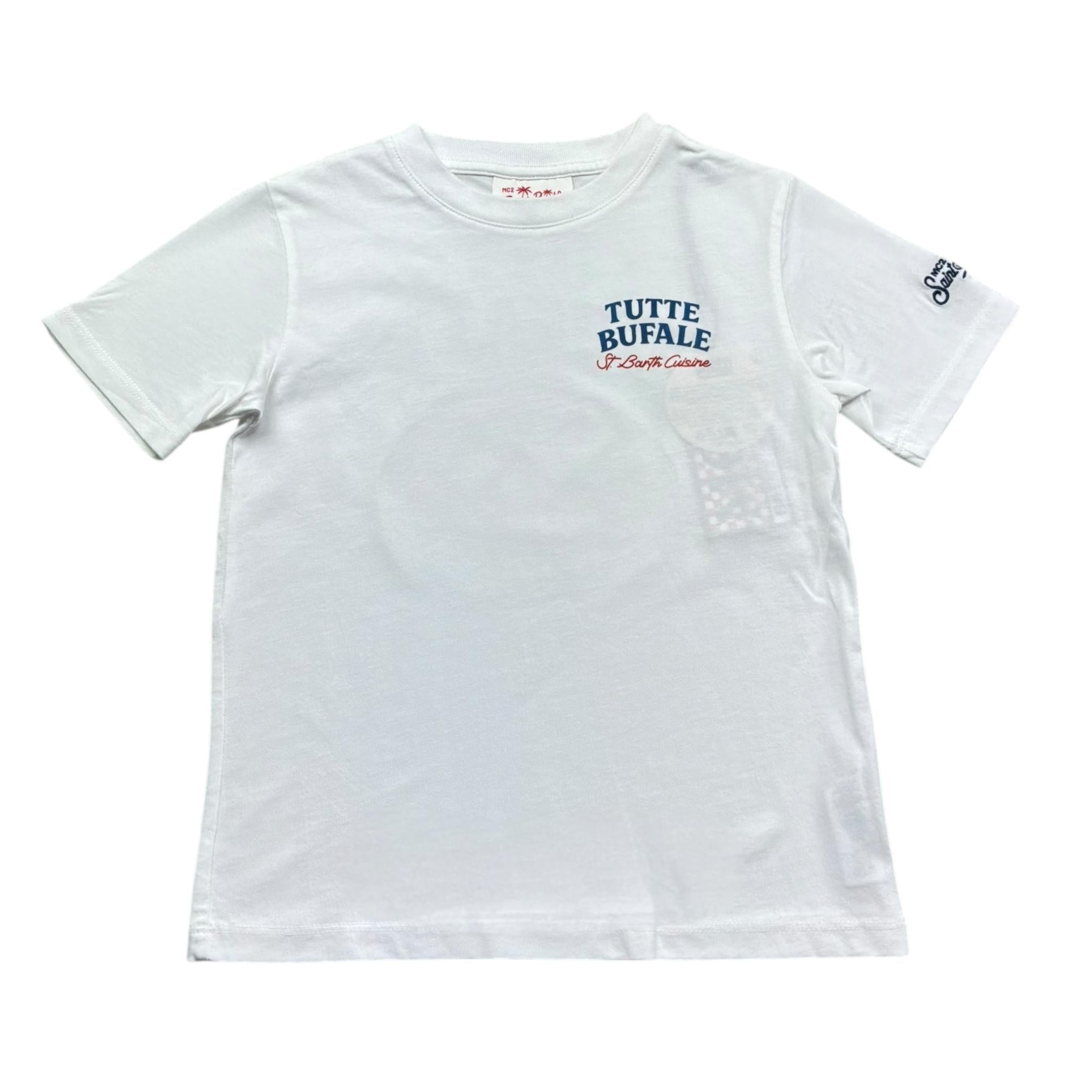 Saint Barth T-Shirt Girocollo Tinta Unita con Stampa per Bambino 01227L BIANCO SAINT BARTH 