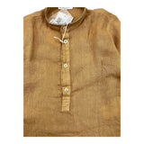 M+E' Brown Korean Collar Solid Color Shirt for Boys