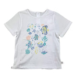 Carre'Ment Beau T-Shirt Crew Neck Solid Color With Contrast Print White For Newborns