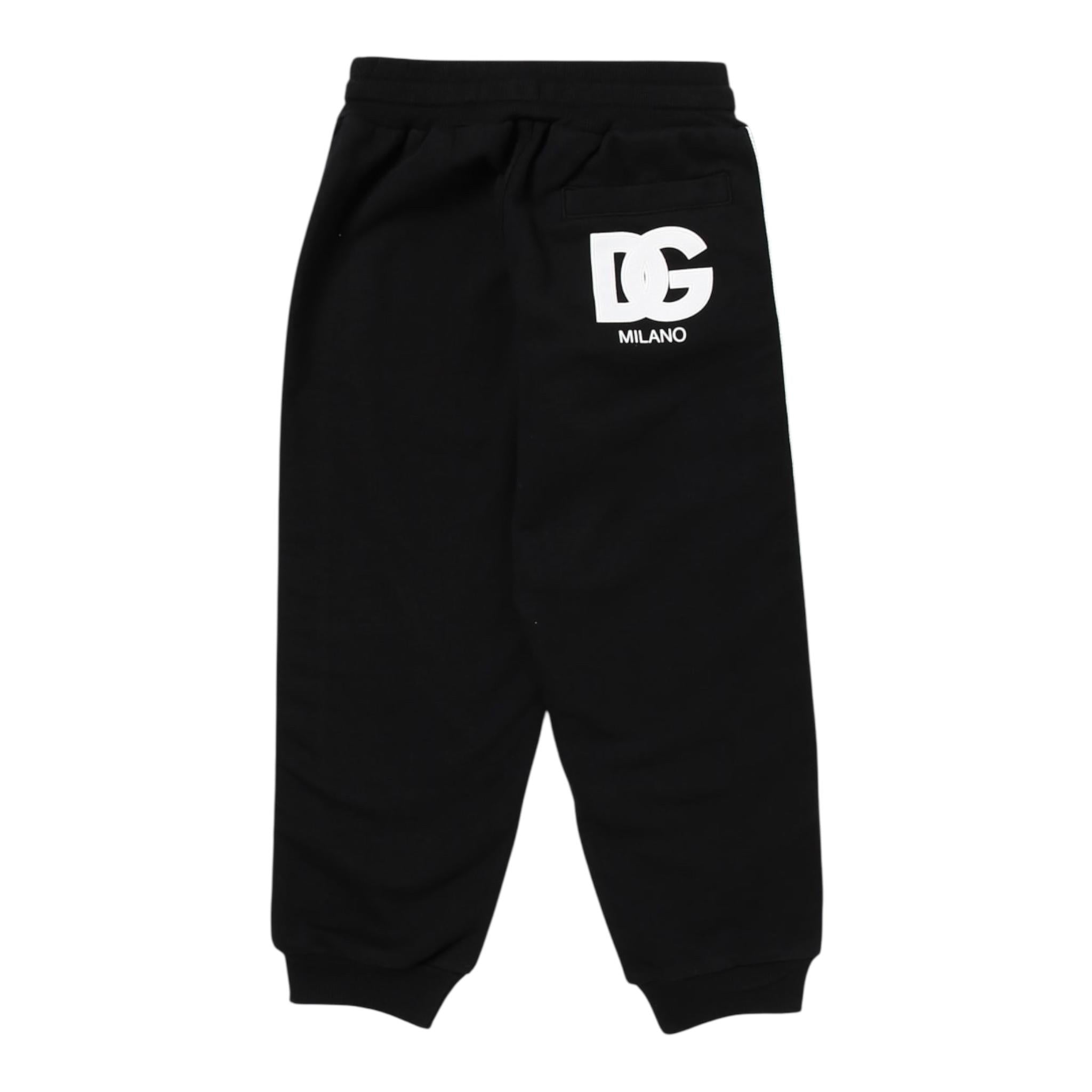 DOLCE & GABBANA pantalone tuta tinta unita con profili logati Nero per Bambino L4JPIHYG7KK0 NERO DOLCE & GABBANA 