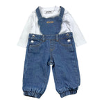 MOSCHINO completo bicolore 2pz shirt-salopette Bianco/azzurro per Neonata MUK059 BIANCO/AZZURRO MOSCHINO 