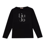 LIU JO shirt girocollo tinta unita con stampa e applicazioni Nero per Bambina GF4093 NERO LIU JO 