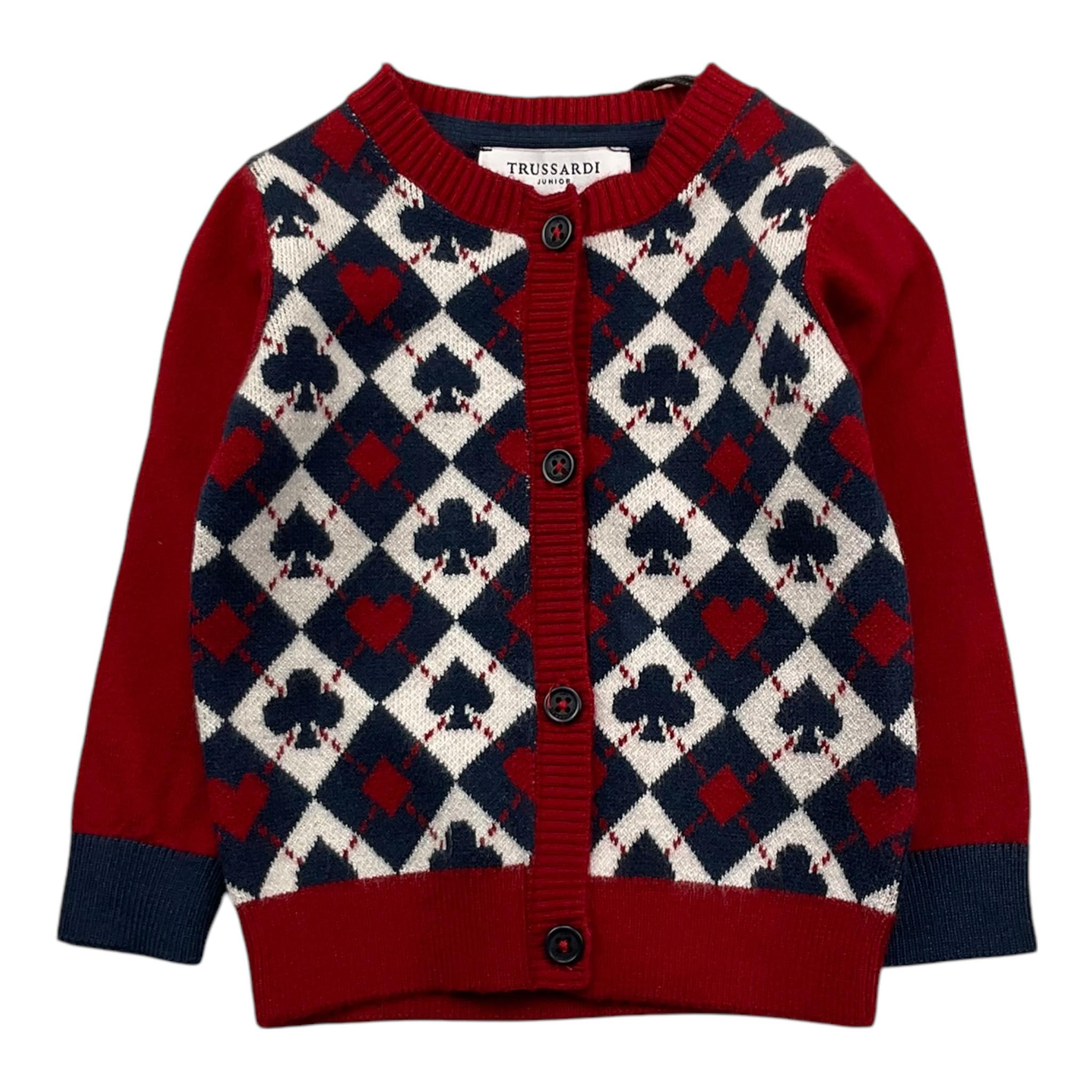 TRUSSARDI cardigan tinta unita con stampa Rosso per Neonato TIA25217CD ROSSO TRUSSARDI 