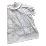 Dou Dou Plain Half Sleeve Shirt With White Embroidery For Baby Girl