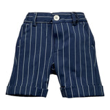 Emanuel Pris Bermuda Shorts Solid Color With Striped Pattern And Adjustable Waistband Blue For Newborns