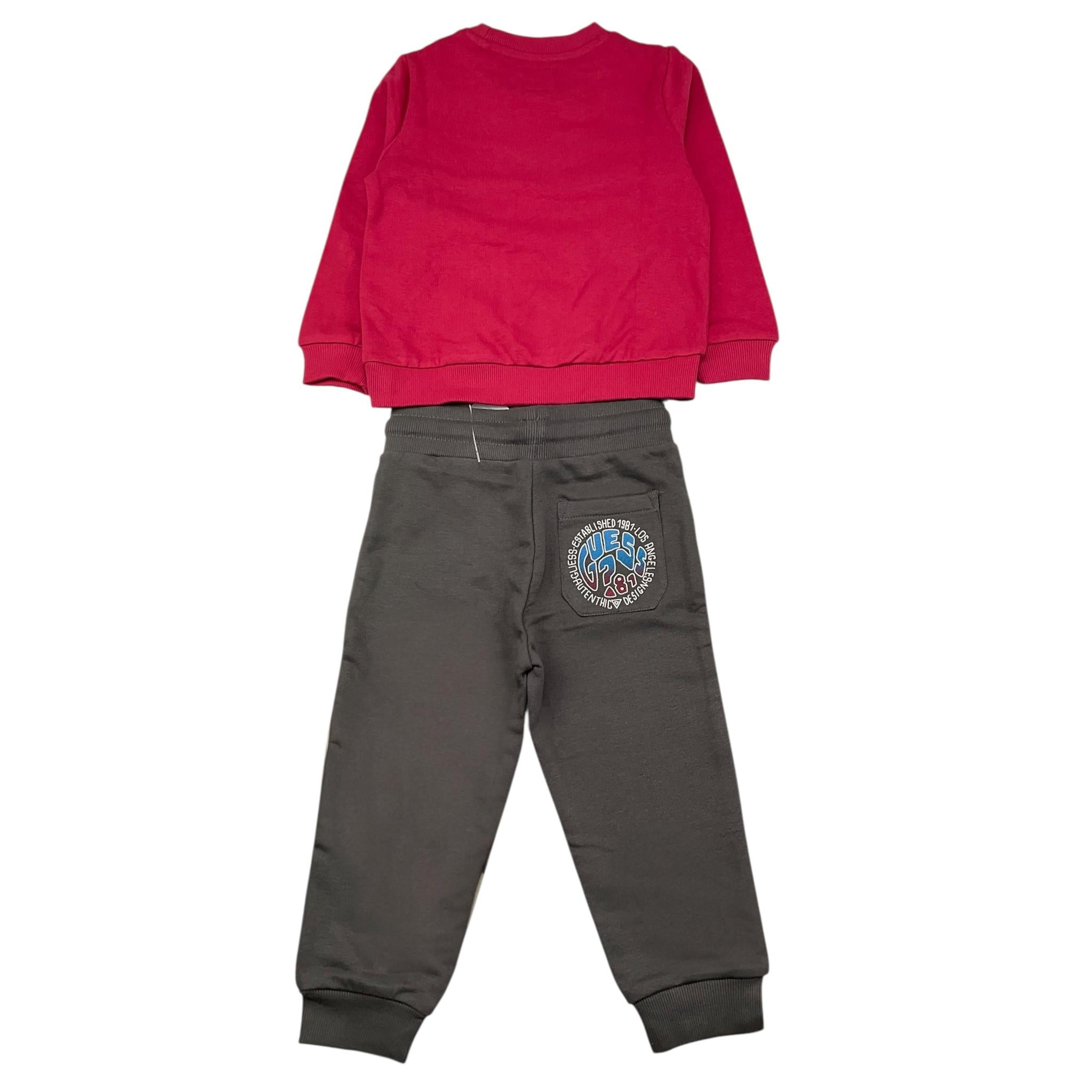 GUESS completo 2 pezzi felpa-pantalone bicolore Fuxia/grigio per Neonata N4YG08AKA6R3 FUXIA/GRIGIO GUESS 