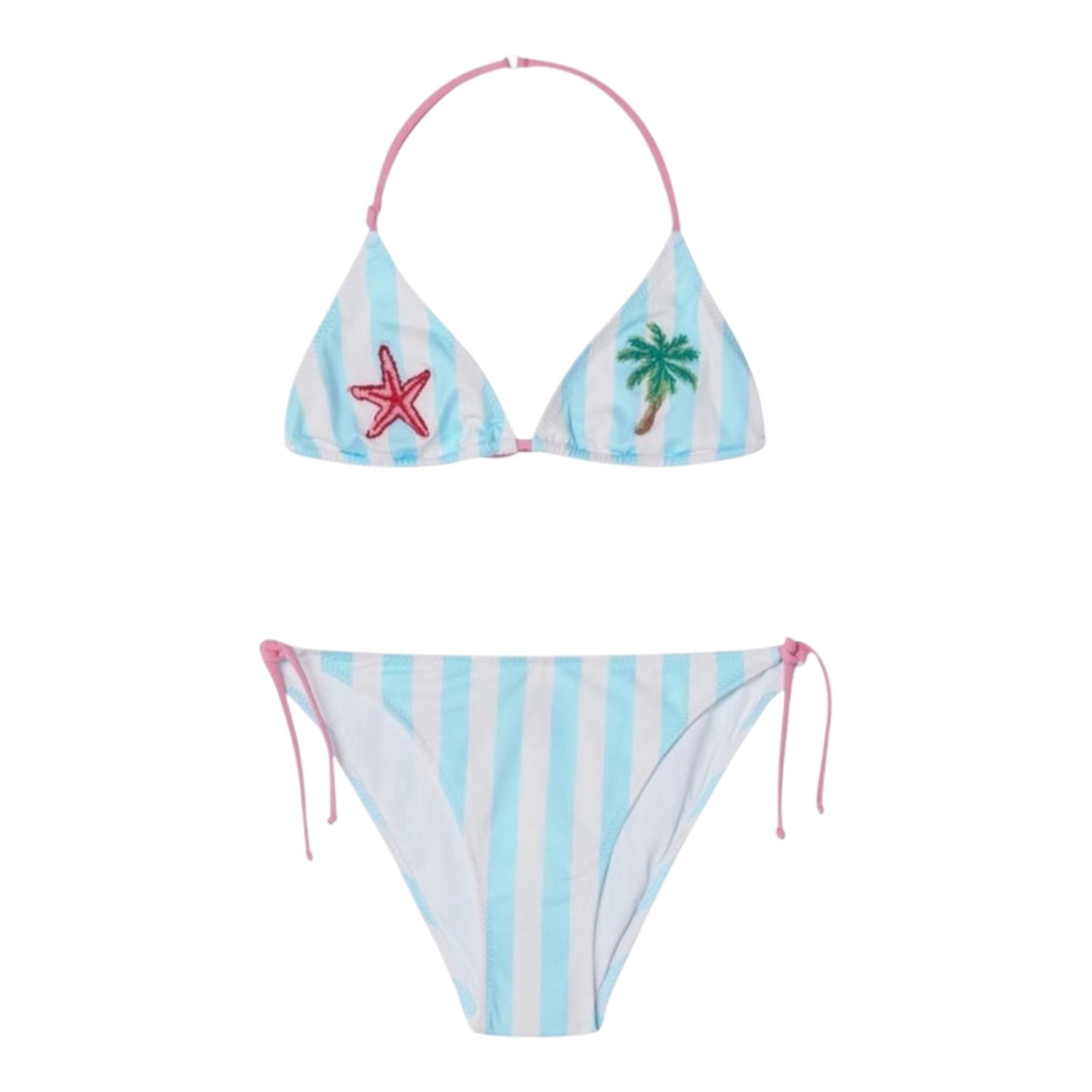 Saint Barth Costume 2 Pezzi Triangolo-Slip Tinta Unita Fantasia A Righe per Bambina HL0001 BIANCO/AZZURRO SAINT BARTH 