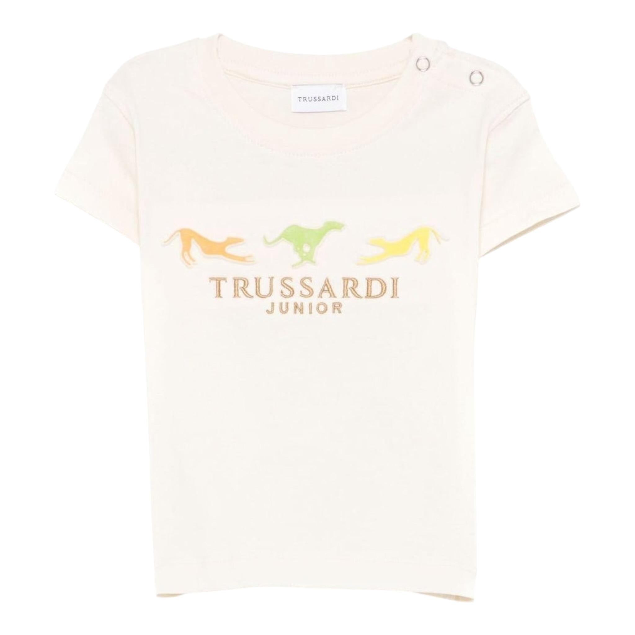 Trussardi T-Shirt Tinta Unita con Stampa per Neonato TIP25020TSXX PANNA TRUSSARDI 