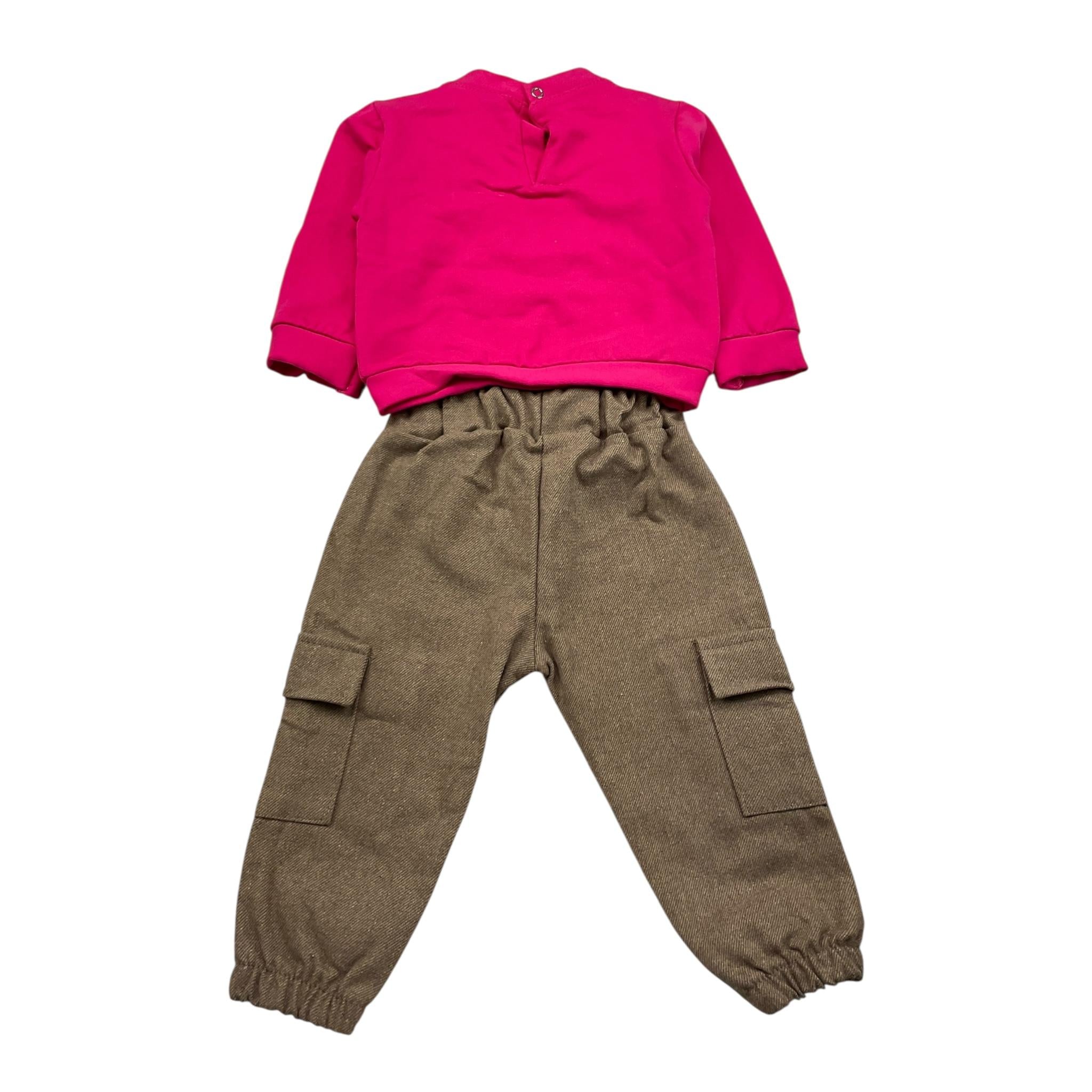 FUN PARIS completo 2 pezzi felpa-pantalone bicolore Fuxia per Neonata 0061 FUXIA FUN PARIS 