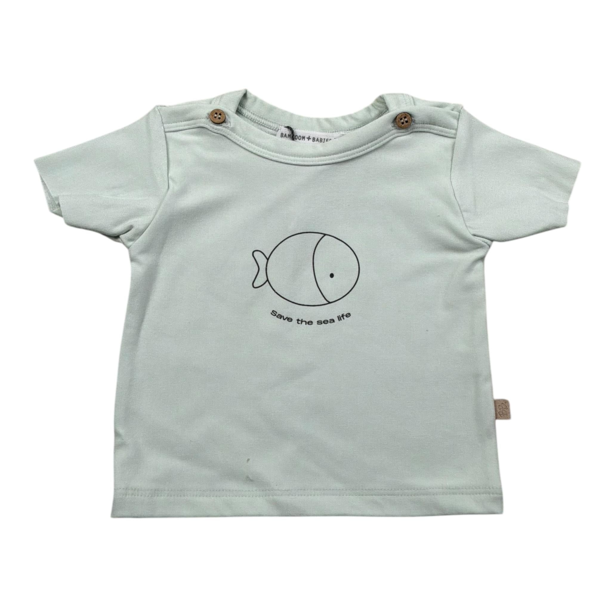 Bamboom+Babies T-Shirt Girocollo Tinta Unita con Logo per Neonato 824 VERDE ACQUA BAMBOOM+BABIES 