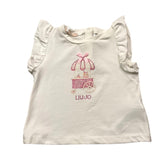 Liu Jo Round Neck T-Shirt Solid Color With Contrast Print White For Baby Girls