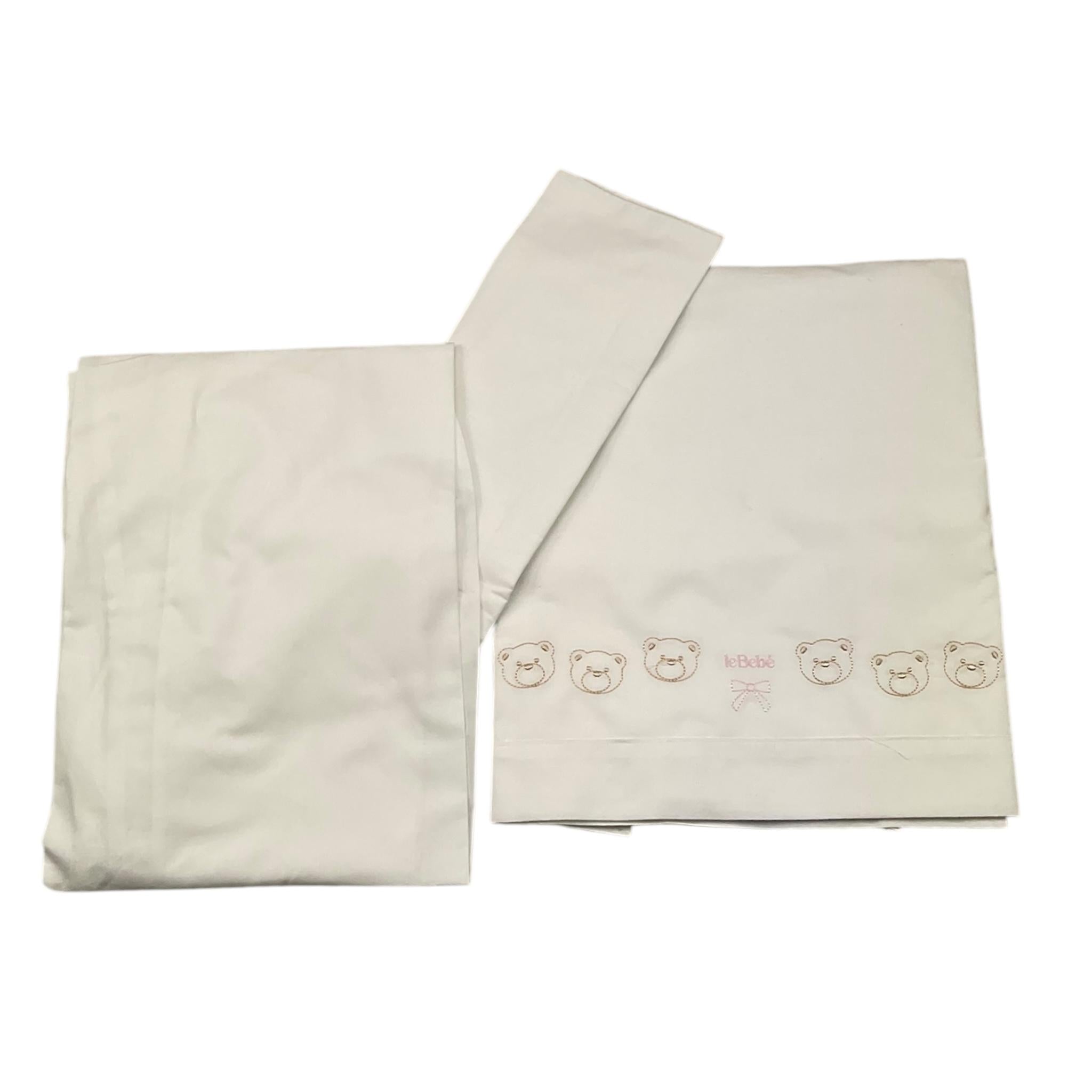 LE BEBE' set lenzuola 3 pezzi tinta unita con ricami Bianco per Neonata LBG5485 BIANCO LE BEBE' 