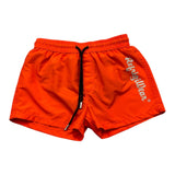 Refrigiwear Orange Logo Print Solid Color Swimsuit For Boys