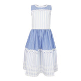 Ermanno Scervino Light Blue Striped Patterned Sleeveless Dress For Girls