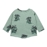 Play Up Shirt Solid Color With Contrast Prints Green For Newborn