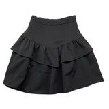 Odi Et Amo Black Ruffled Solid Color Skirt For Girls