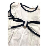 Le Bebe' Solid Color Half Sleeve Dress With Contrasting Trim White For Newborn Baby Girl