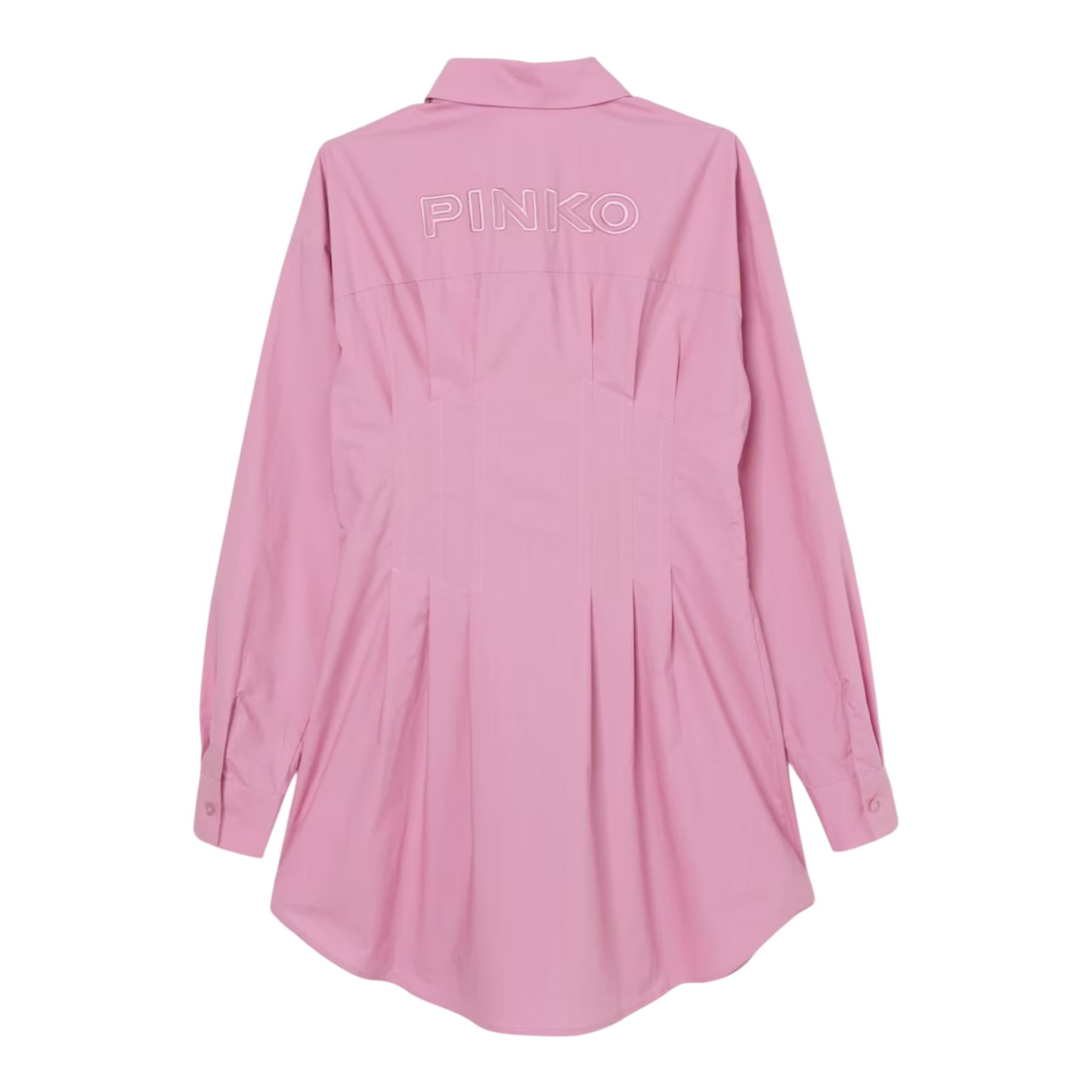 Pinko Abito Camicia Manica Lunga Tinta Unita per Bambina KFTS005 ROSA PINKO 
