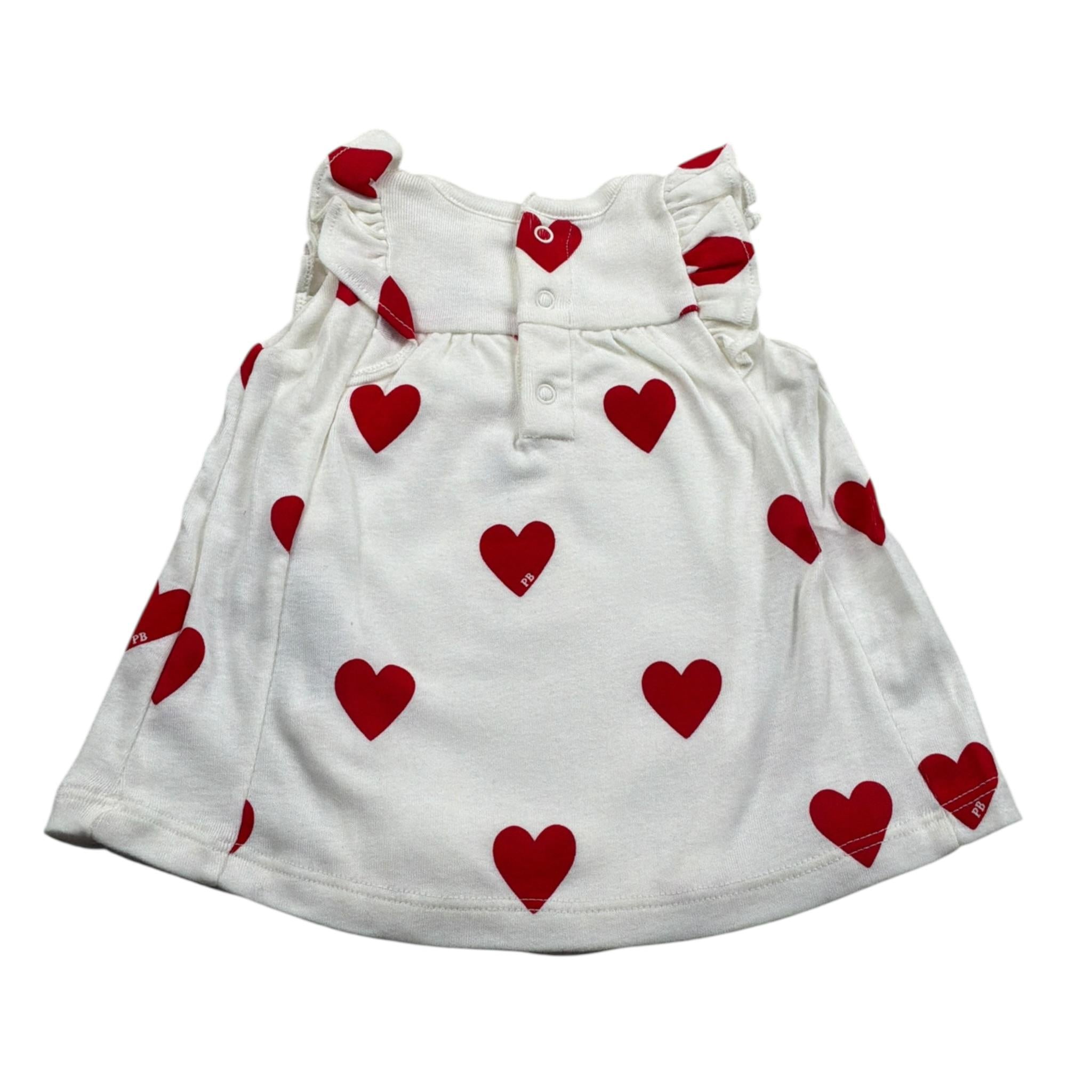 Petit Bateau Abito Giromanica tinta unita con Stampe Cuori Bianco per Neonata A09MS01420 BIANCO PETIT BATEAU 