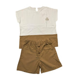 Minimum Complete 2 Piece T-Shirt-Bermuda Two-Tone White/Beige For Newborn