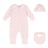Boss Completo 3 Pezzi Tutina-Cappello-Bavetta Tinta Unita per Neonata J52197 ROSA BOSS 