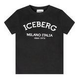 Iceberg T-Shirt Girocollo Tinta Unita con Stampa per Bambino TSICE5126J NERO ICEBERG 