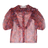 Philosophy Half Sleeve Floral Print Shirt With Red Top For Girls