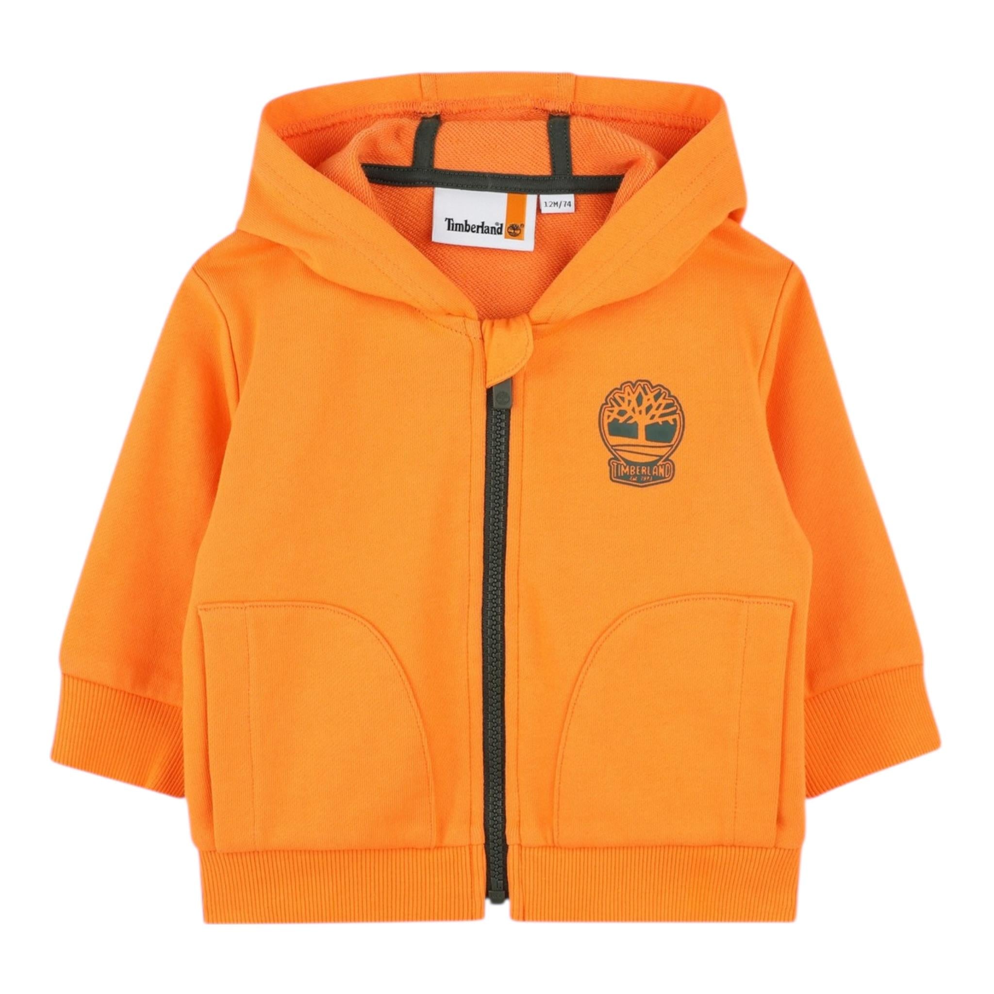 Timberland Felpa Tinta Unita con Zip E Cappuccio per Neonato T60487NX ARANCIONE TIMBERLAND 