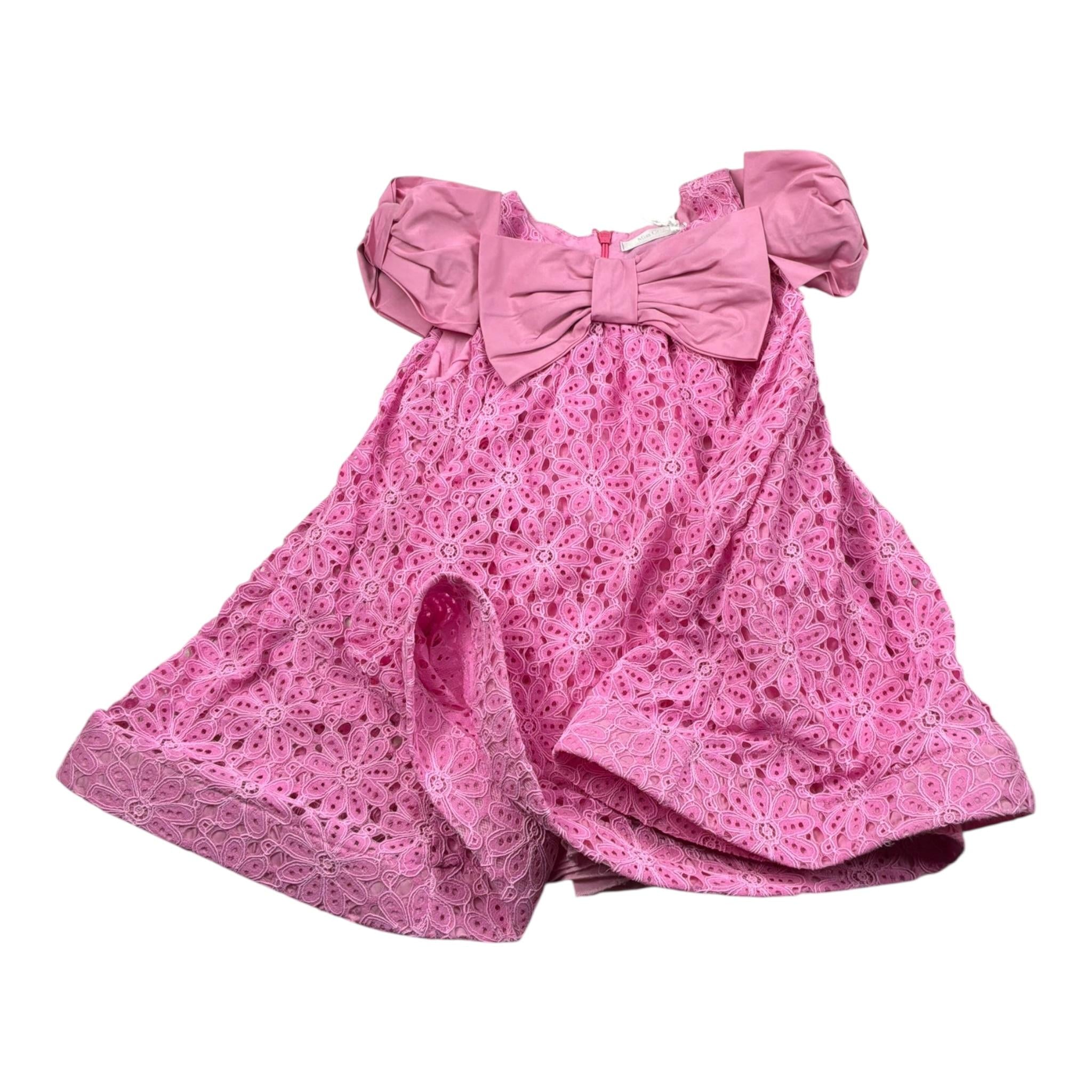 Miss Grant Abito tinta unita Traforato Rosa per Neonata MG1268 ROSA MISS GRANT 