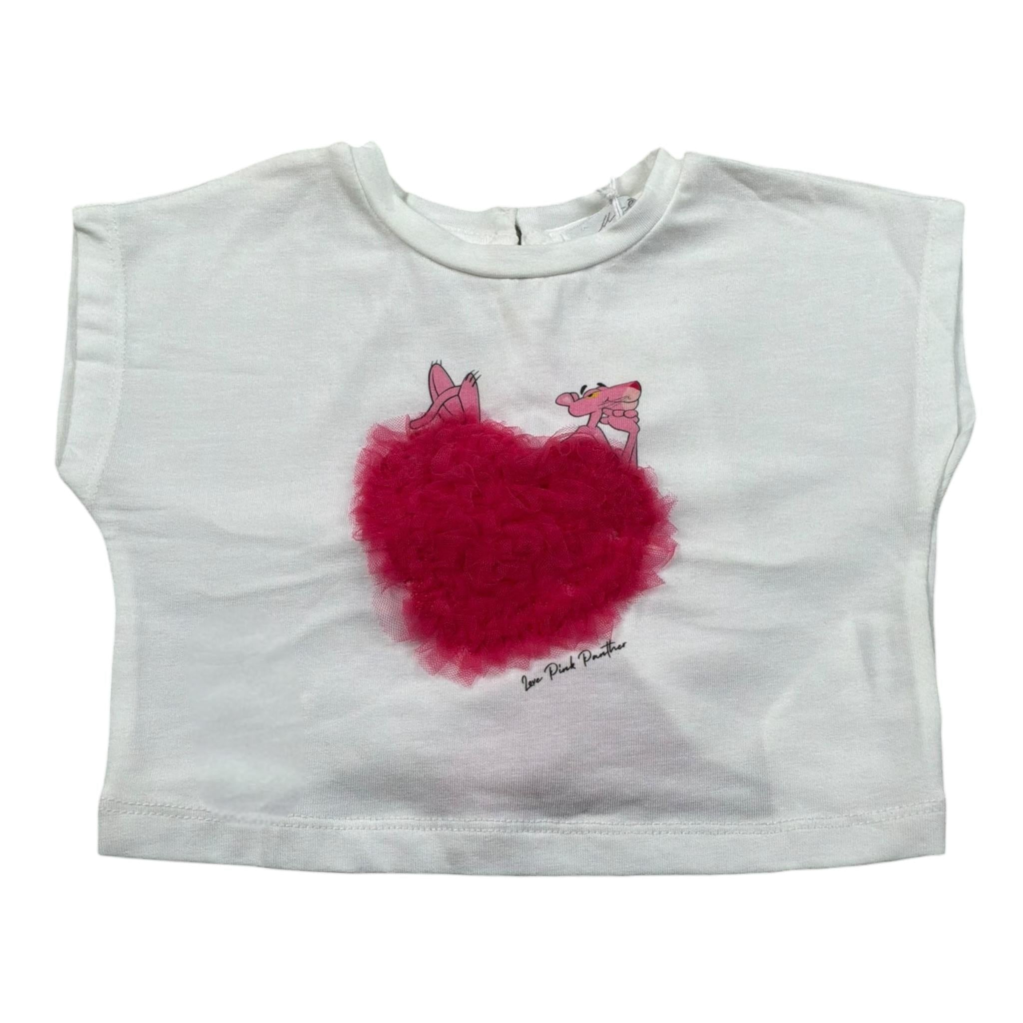 M+E' T-Shirt Girocollo Tinta Unita con Stampa per Neonata UE1383 BIANCO M+E' 