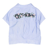 Off-White Shirt Half Sleeve Solid Color Striped Pattern Light Blue For Girls