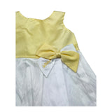Le Bebe Abito Giromanica Tinta Unita con Fiocco per Bambina LBG0701J BIANCO/GIALLO LE BEBE 