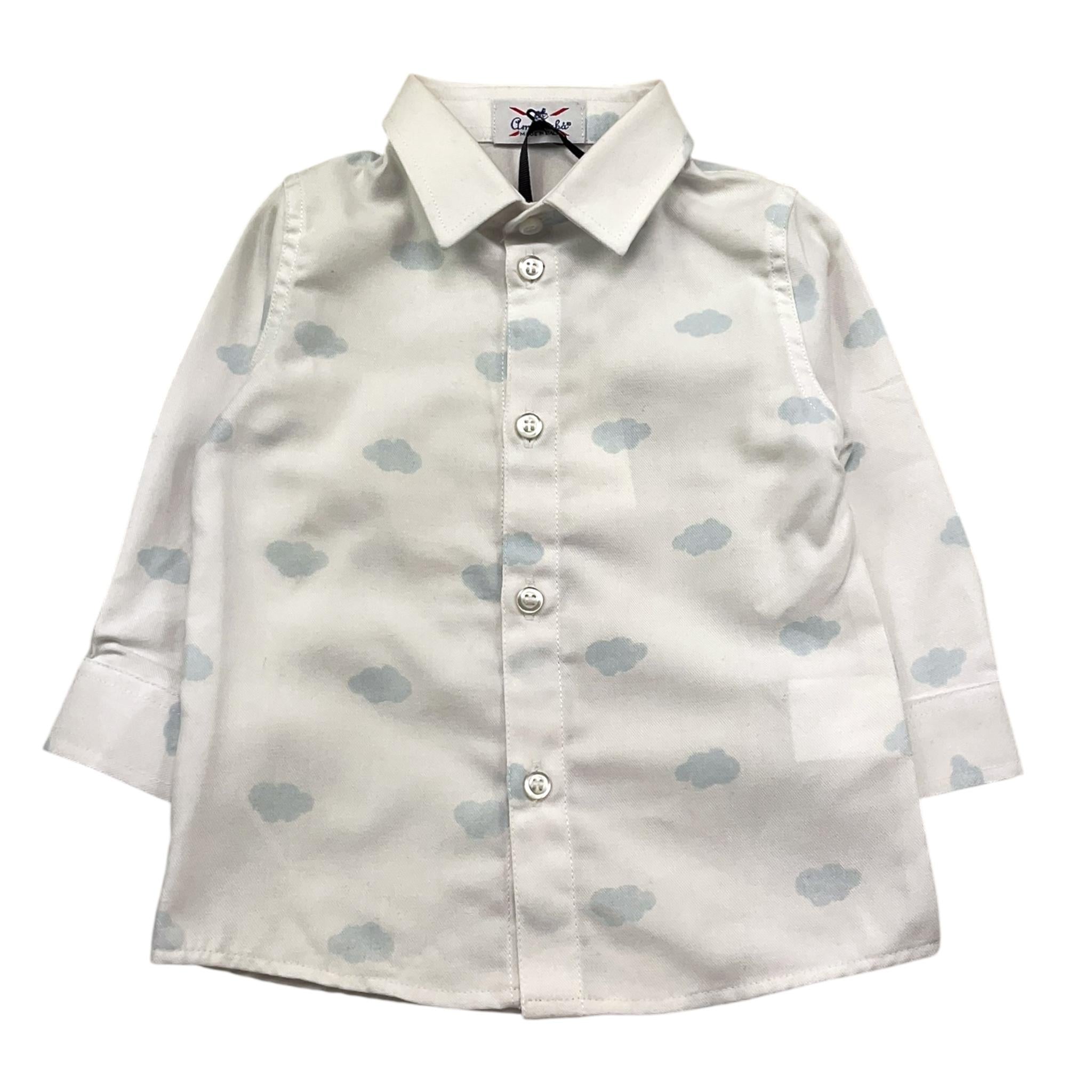 Ambaraba Camicia Manica Lunga Tinta Unita con Stampa Nuvole per Neonato FM36167 BIANCO AMBARABA 