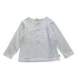 Petit Indi Polo Long Sleeve Solid Color White For Baby