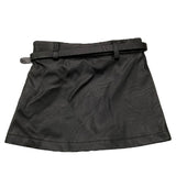 Vicolo Solid Color Faux Leather Skirt With Black Strap For Baby Girl