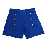 Gaelle Short Solid Color with Contrast Buttons Blue for Girls