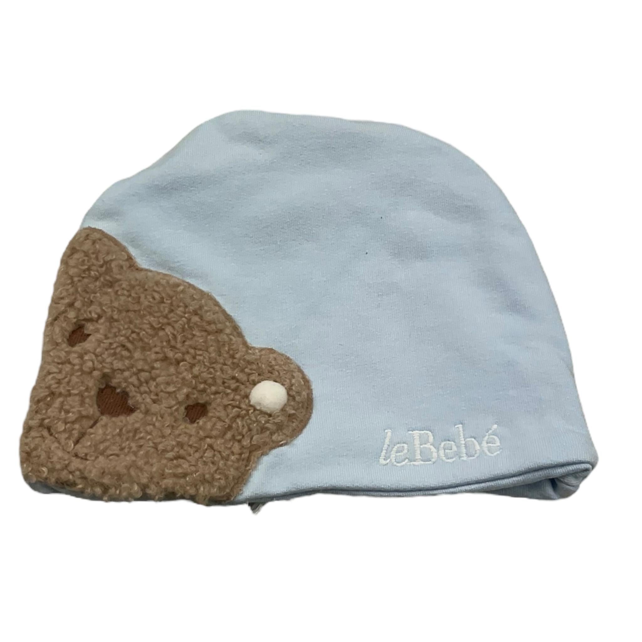 LE BEBE' cappello tinta unita con orso Azzurro per Neonato LBB5126 AZZURRO LE BEBE' 