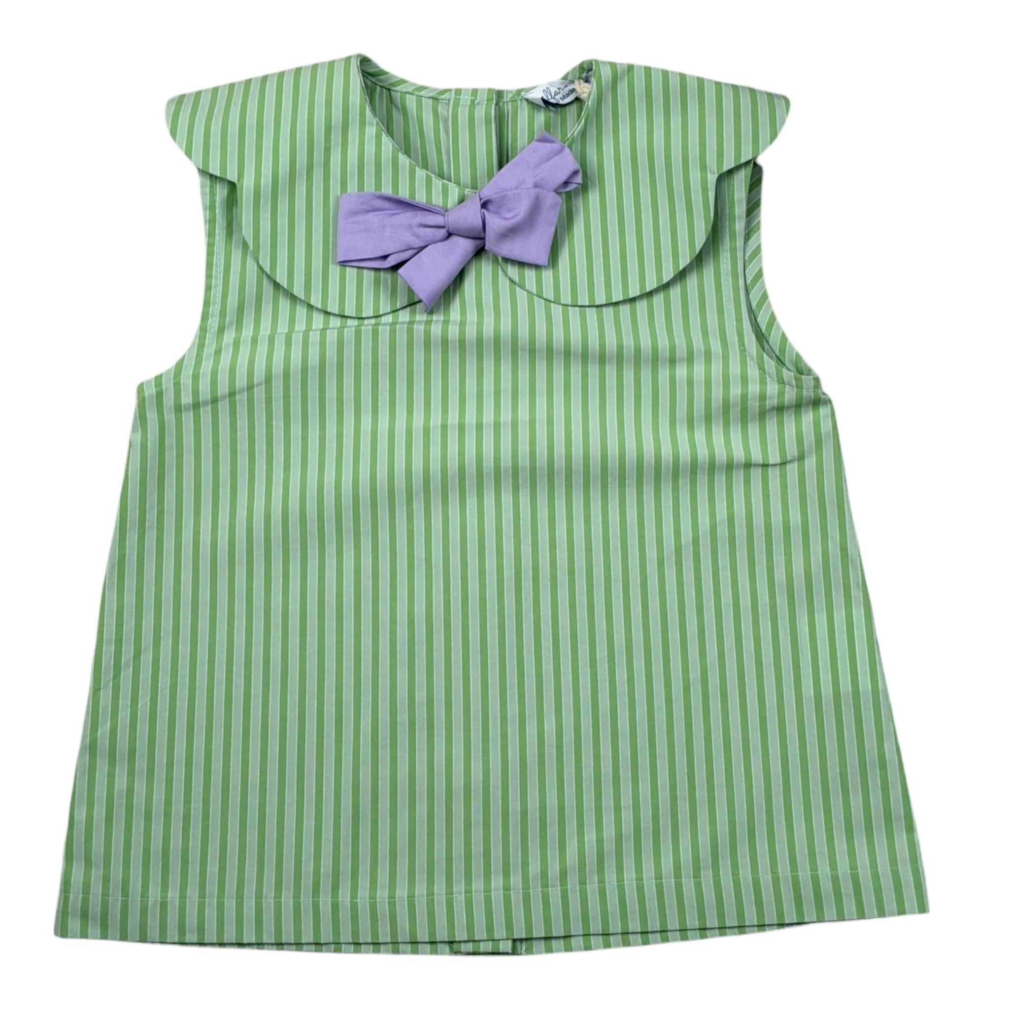 Ilfarobimbi Camicia Tinta Unita con Applicazione Fiocco per Bambina IFB50156 VERDE ILFAROBIMBI 